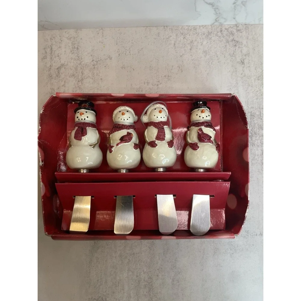 ST. NICHOLAS SQUARE WARM WISHES - SET OF 4 SNOWMAN SPREADERS